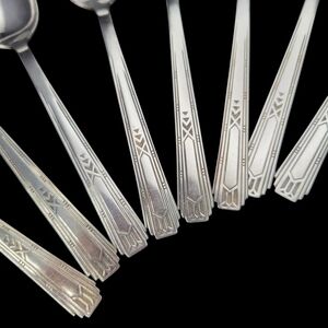 8 Teaspoon International FRIENDSHIP Medality Silverplate Wm Rogers Art Deco 1932